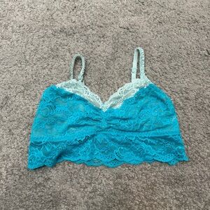 PINK Victoria's Secret Blue Bandeau with Lace Trim